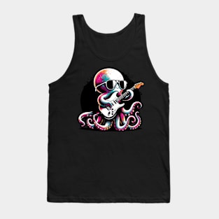 Guitar Cat Novelty Rock Music Band Concert Funny Cat Tank Top